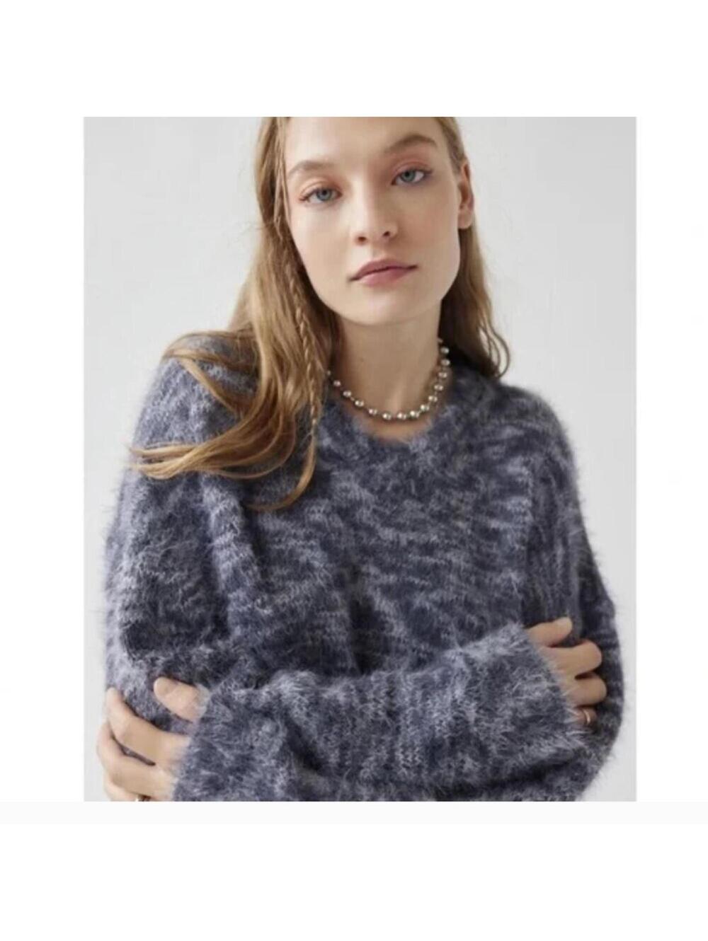 BDG Asher Soft Eyelash Washed Blue Jumper Sweater XS